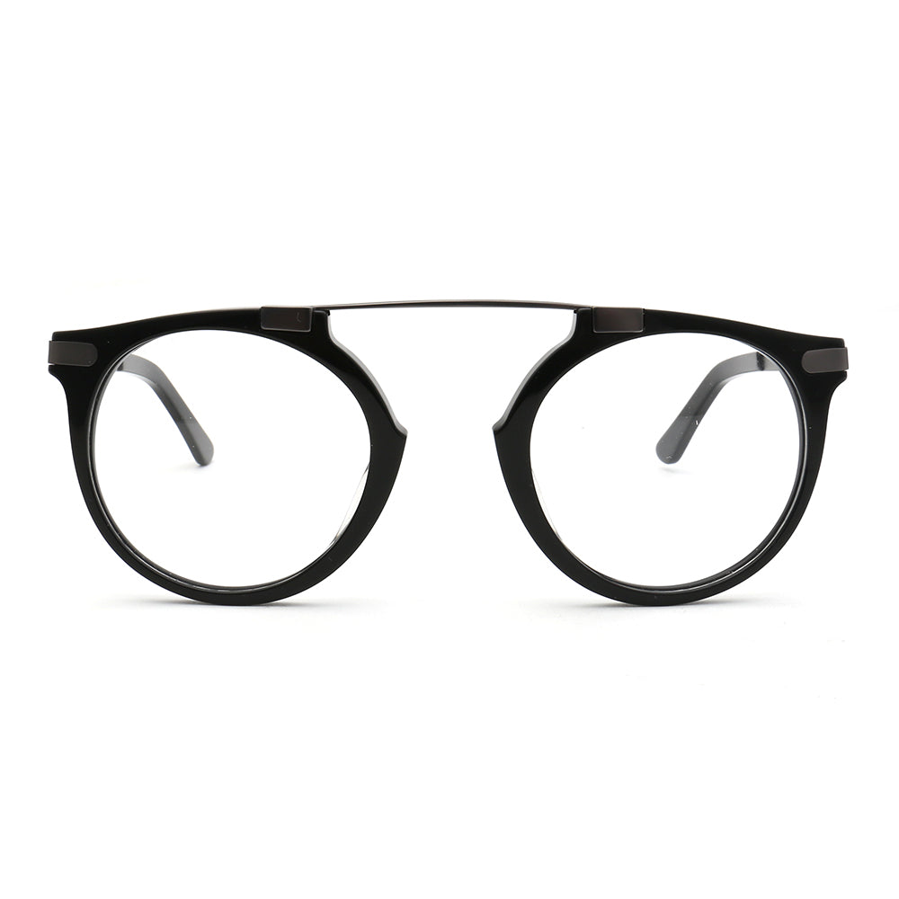 Generation | Retro Round Acetate Eyeglasses | Transparent Flat Top Glasses For Men & Women