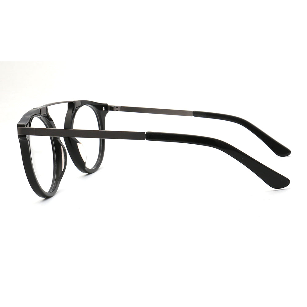 Generation | Retro Round Acetate Eyeglasses | Transparent Flat Top Glasses For Men & Women
