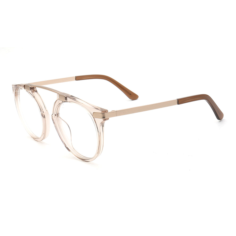 Generation | Retro Round Acetate Eyeglasses | Transparent Flat Top Glasses For Men & Women