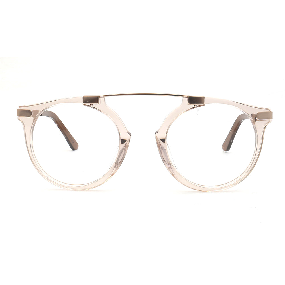 Generation | Retro Round Acetate Eyeglasses | Transparent Flat Top Glasses For Men & Women