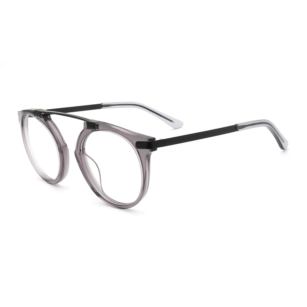 Generation | Retro Round Acetate Eyeglasses | Transparent Flat Top Glasses For Men & Women