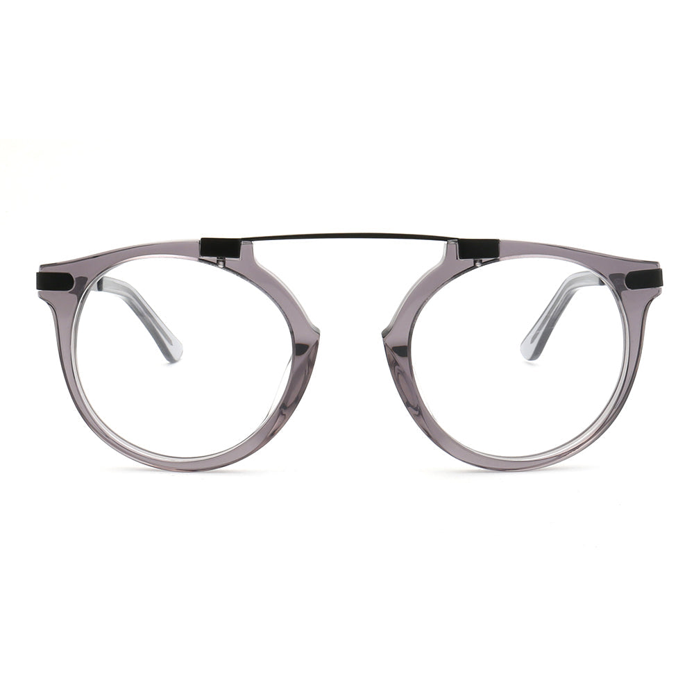 Generation | Retro Round Acetate Eyeglasses | Transparent Flat Top Glasses For Men & Women