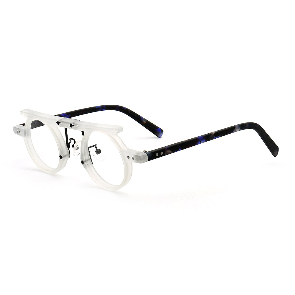 Hester | Retro Flat Top Vintage Glasses Frames Men | Round Nerd Stylish Women Eyeglasses Frames