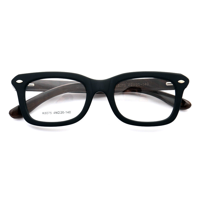 Walker | Full Rim Square Wooden Eyeglasses | Modern Acetate Frame w/ Wood Temples