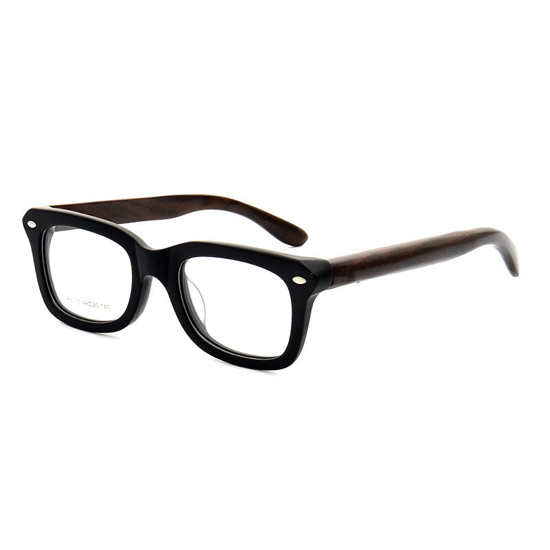 Walker | Full Rim Square Wooden Eyeglasses | Modern Acetate Frame w/ Wood Temples