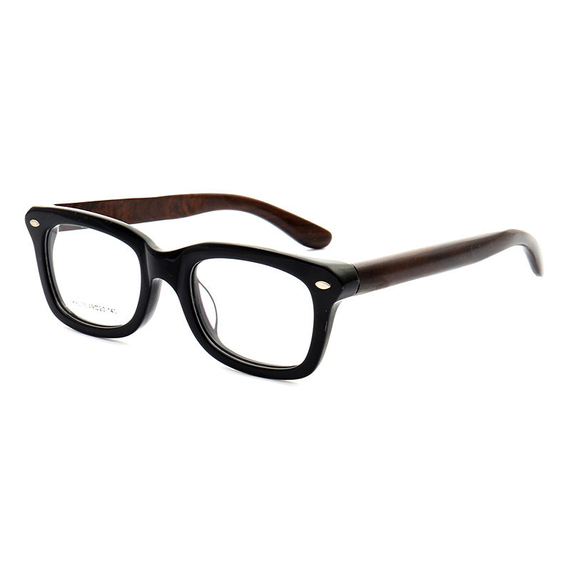 Walker | Full Rim Square Wooden Eyeglasses | Modern Acetate Frame w/ Wood Temples