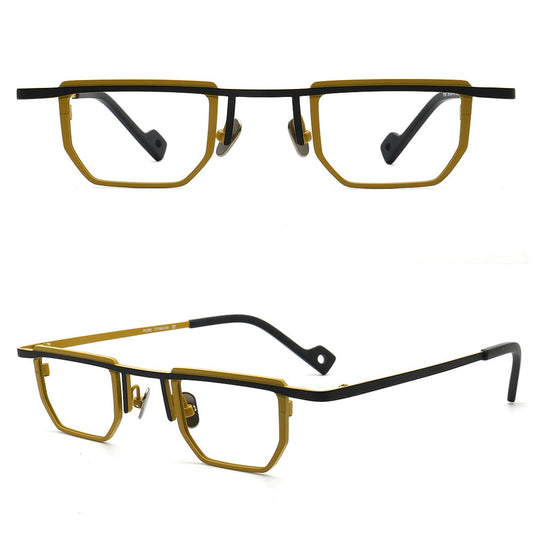 Warren | Vintage Men Square Titanium Eyeglasses Two Tone | Trendy Women Small Retro Glasses Frames
