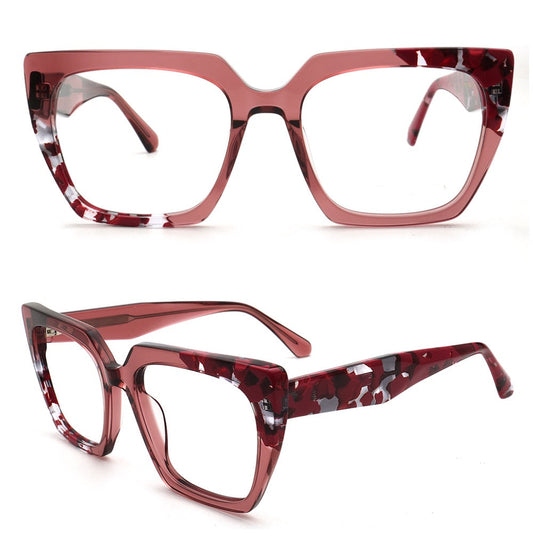 Daisy | Funky Oversized Square Optical Eyeglasses for Women | Transparent Glasses Frame Floral Tortoise