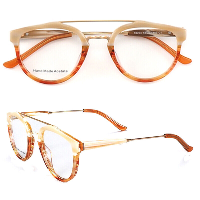 League | Double Bridge Acetate Mens Glasses | Retro Round Womens Eyeglasses Frames