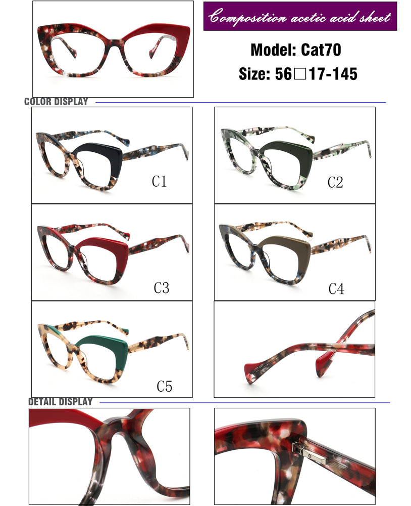 Camila | Fashionable Cat Eye Optical Eyeglasses for Women | Two Tone Floral Tortoise Glasses Frames