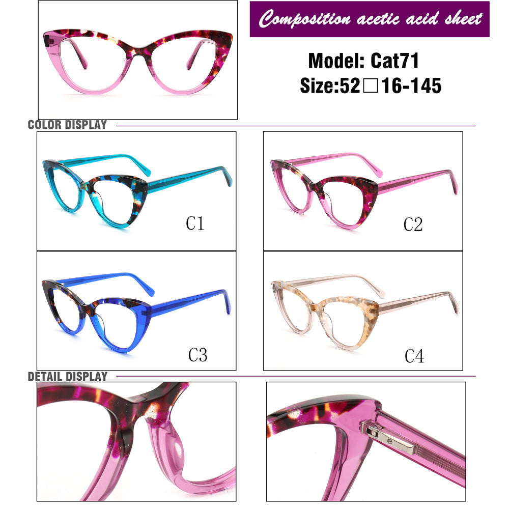 Ivy | Stylish Cat Eye Eyeglasses Frames for Women | Floral Tortoise Transparent Glasses Frames
