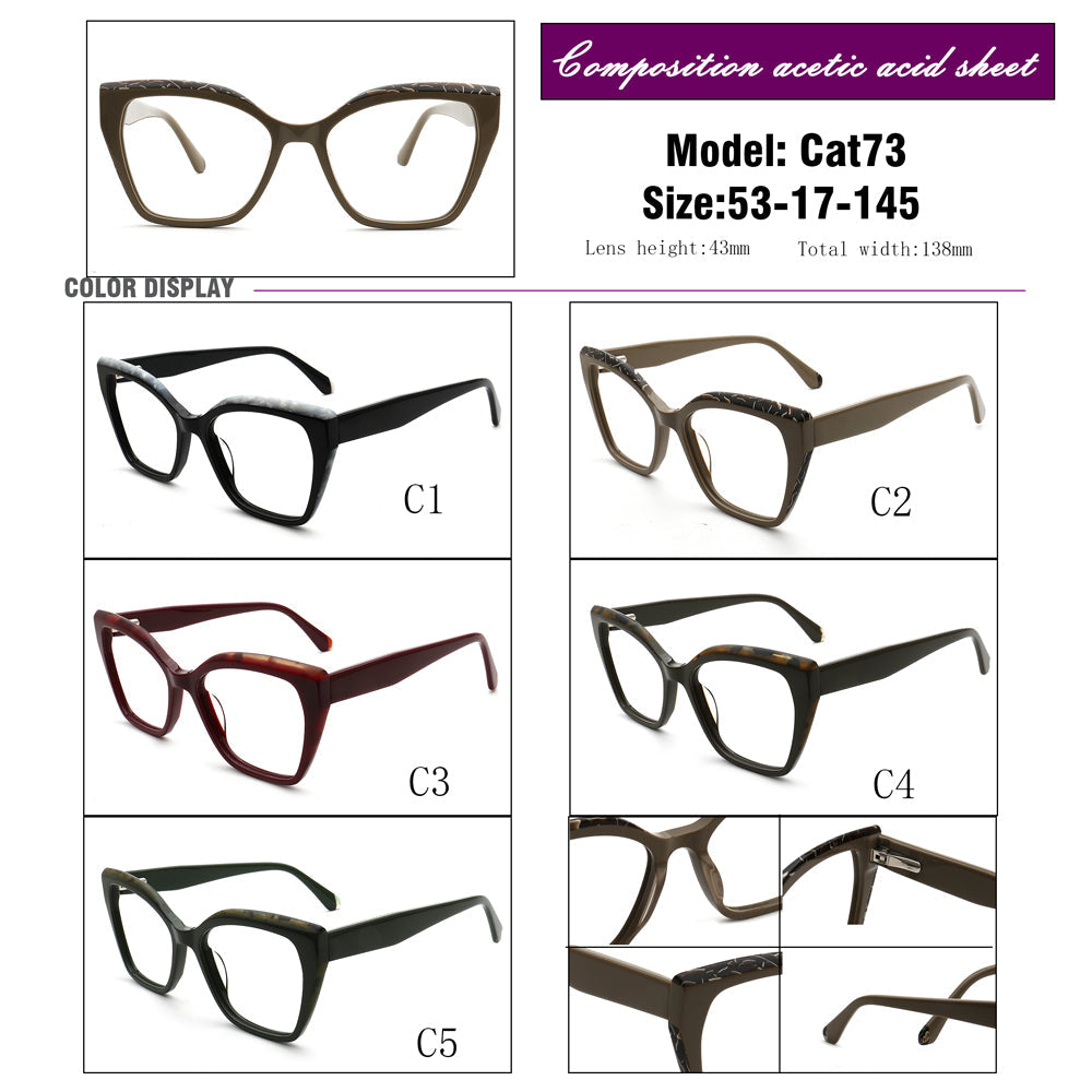 Olivia | Modern Women Cat Eye Oversized Optical Eyeglasses | Retro Olive Glasses Frame for Female