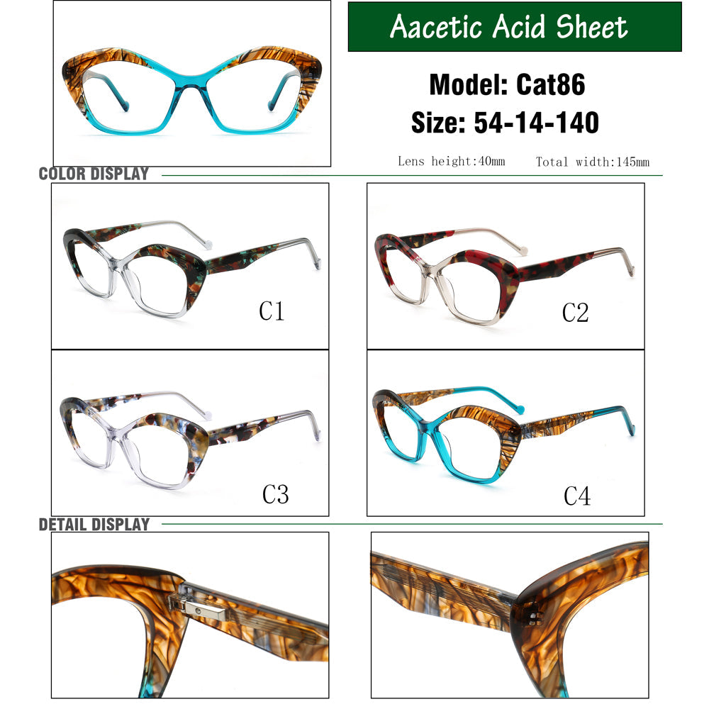 Ella | Stylish Womens Cat Eye Tortoise Glasses Frames | Trendy Retro Female Optical Eyeglasses