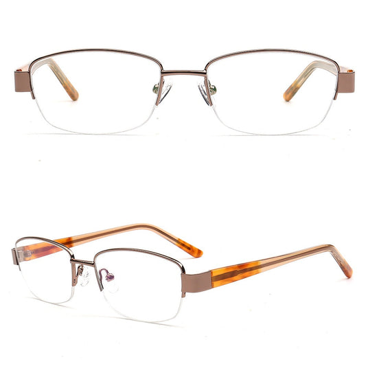 Emma | Classic Women Semi Rimless Eyeglass Frames |  Half Rim Rectangle Metal Female Eyewear