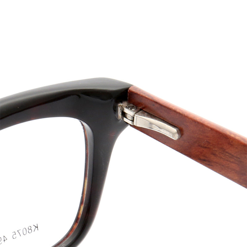 Walker | Full Rim Square Wooden Eyeglasses | Modern Acetate Frame w/ Wood Temples