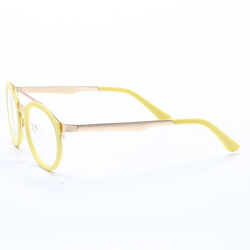 Ellison | Acetate & Metal Round Double Bridge Eyeglasses | Retro Glasses w/ Flat Top Design