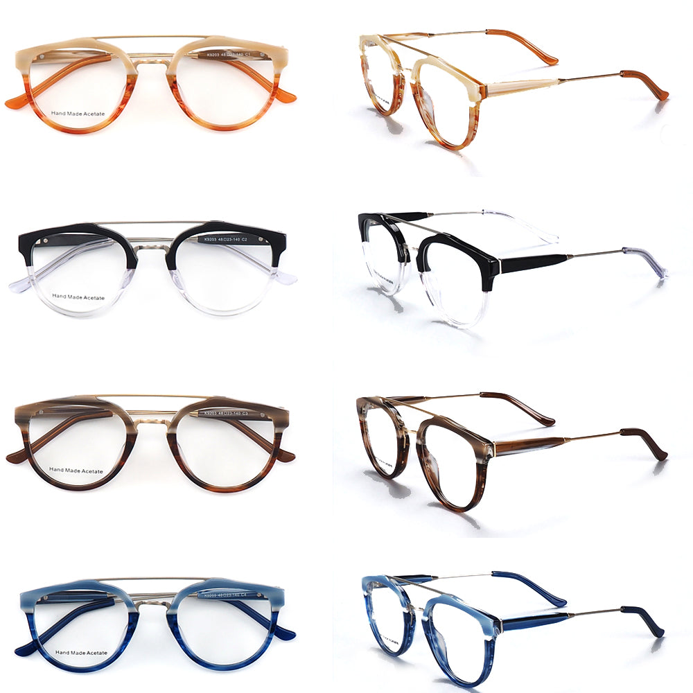 League | Double Bridge Acetate Mens Glasses | Retro Round Womens Eyeglasses Frames