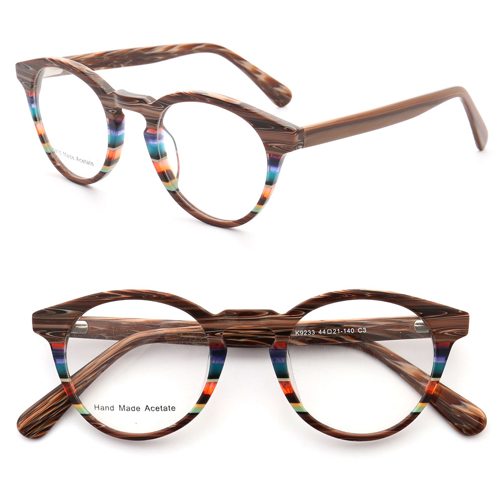 Element | Colorful Striped Men Eyeglass Frames | Modern Round Retro Women Glasses