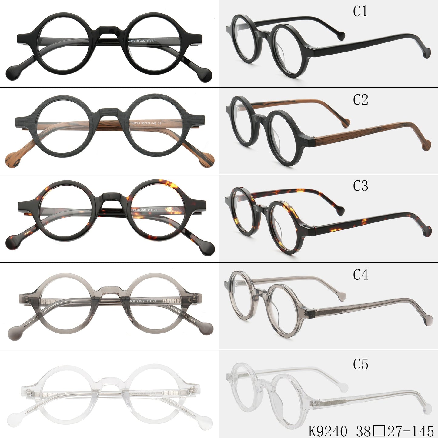 Jackson |  Retro Round Acetate Mens Eyeglass Frames | Stylish Transparent Vintage Eyewear Online