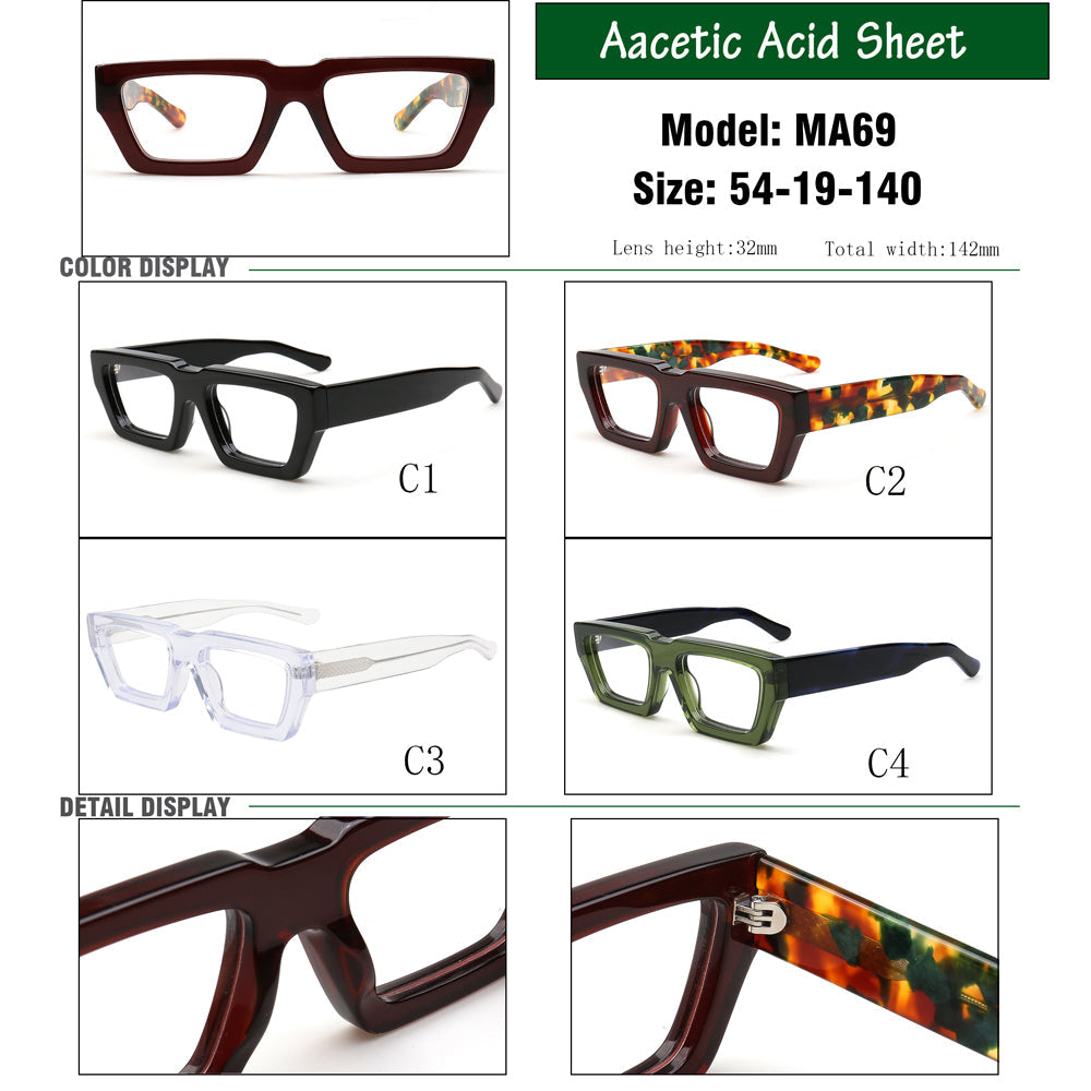 Finley | Oversize Trendy Mens Square Eyeglass Frames | Hipster Rectangle Womens Funky Eyewear
