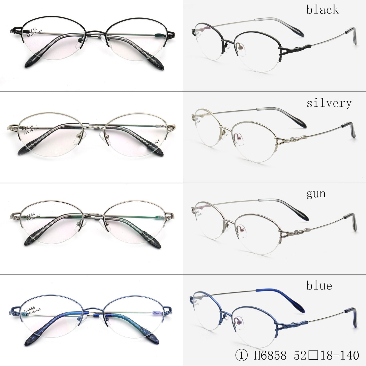 Allegra | Women Flexible Memory Metal Oval Half Rim Eyeglasses Frames