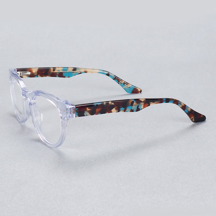 Columbus | Transparent Round Acetate Eyeglasses | Colorful Full Rim Tortoise Shell Glasses