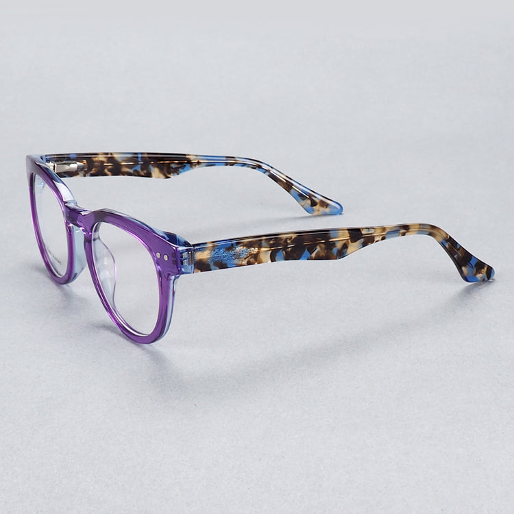 Columbus | Transparent Round Acetate Eyeglasses | Colorful Full Rim Tortoise Shell Glasses
