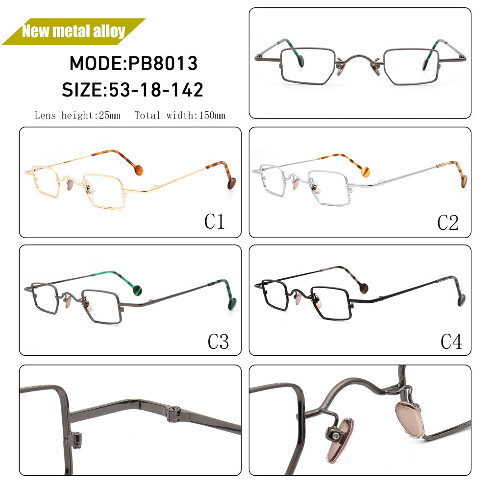 Wynn | Mens Retro Metal Rectangle Eyeglasses | Chic Square Vintage Nerd Glasses Frames for Women