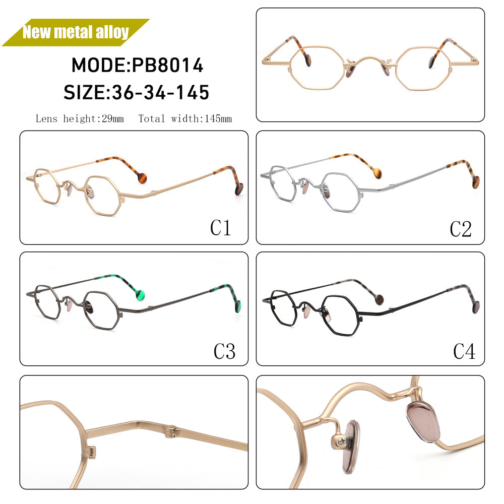 Kit | Vintage Metal Geometric Mens Glasses Frames | Retro Nerd Eyewear for Women Spectacles