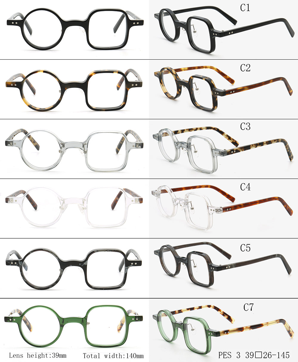 Harper | Retro Mismatch Round & Square Eyeglasses | Unique Acetate Eyeglasses w/ Tortoise Shell Design