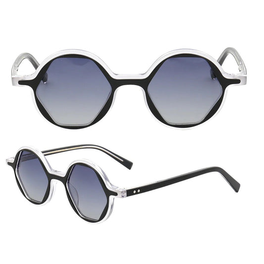 Mosley | Polarized Hexagon Shaped Sunglasses | Unisex Acetate Frame w/ Geometric Design