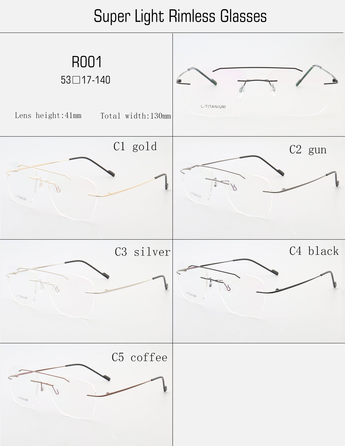 Armand | Rimless Double Bridge Metal Eyeglasses | Retro Flat Top Unisex Glasses