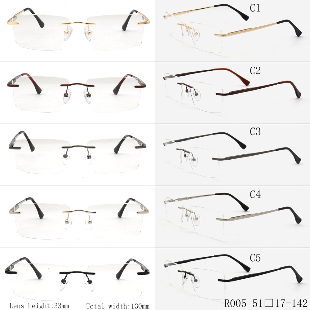 Duncan | Gold Square Business Eyeglasses For Men | Rectangle Metal Rimless Glasses Frame Online