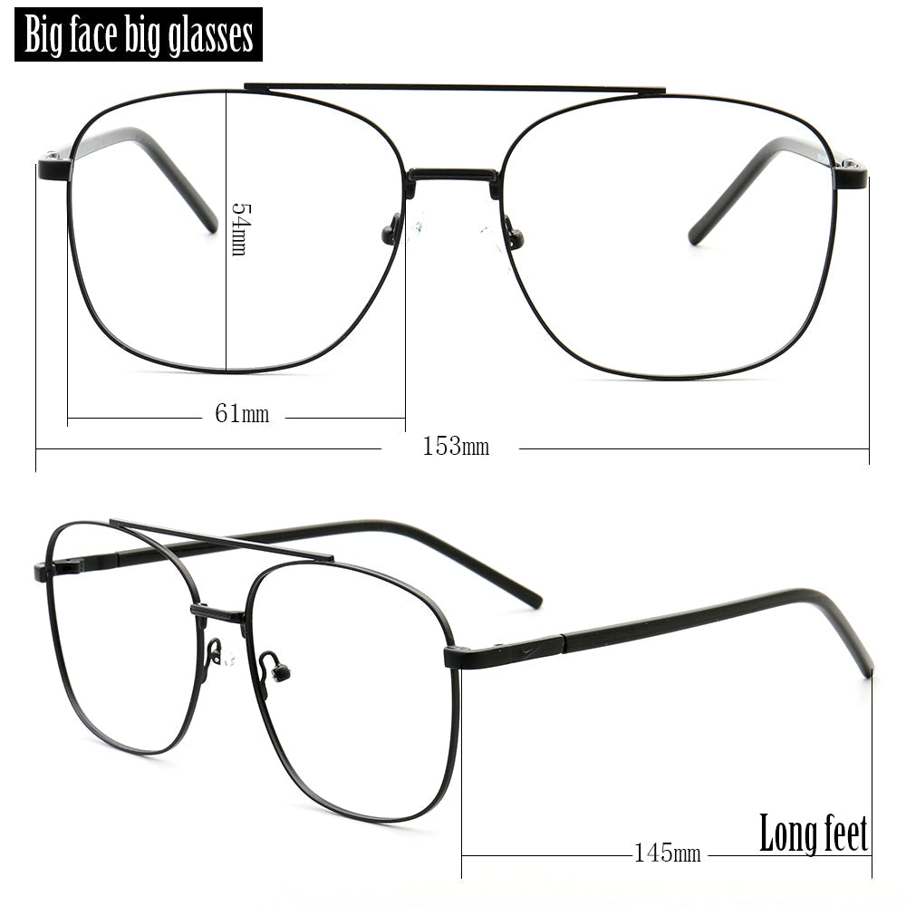 Travis | 80s Mens Double Bridge Metal Square Eyeglass Frames