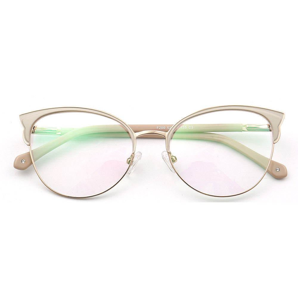 Evelyn | Stylish Stainless Steel Glasses For Women | Modern Half Rim Cat Eye Frame