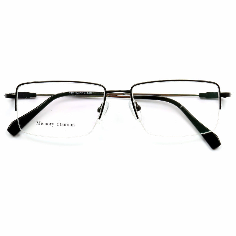 Nelson | Flexible Semi Rimless Memory Metal Eyeglasses | Rectangular Business Design For Men