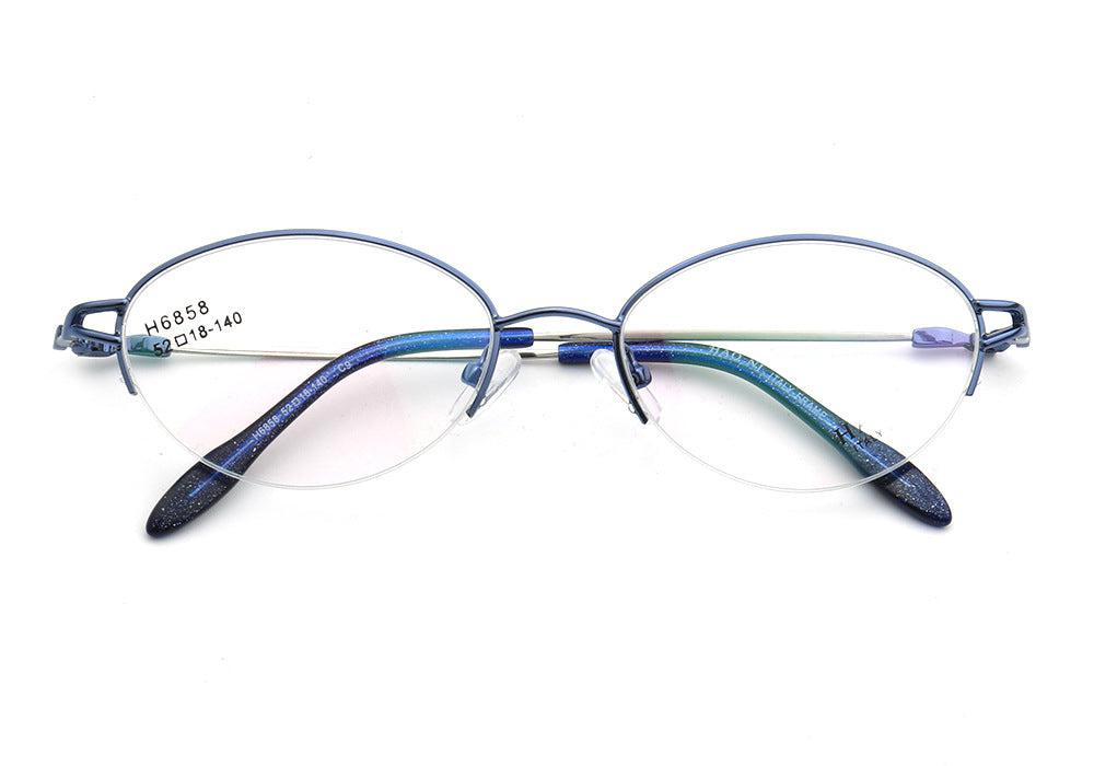 Allegra | Women Flexible Memory Metal Oval Half Rim Eyeglasses Frames