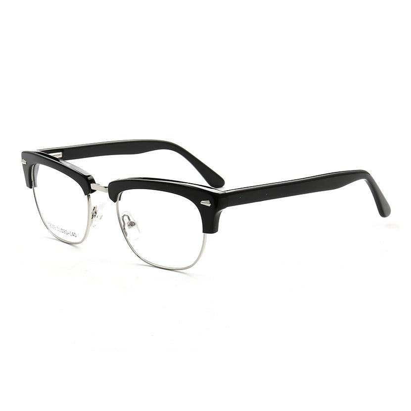 Carter | Retro Half Rim Acetate Glasses | Semi Rimless Nerd Style Eyeglass Frames