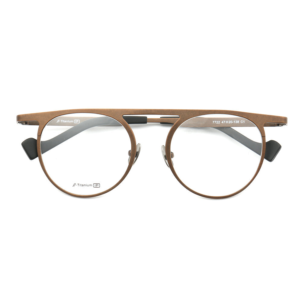 Wilford | Vintage Flat Top Titanium Mens Eyeglasses | Hipster Round Womens Glasses Frames Online
