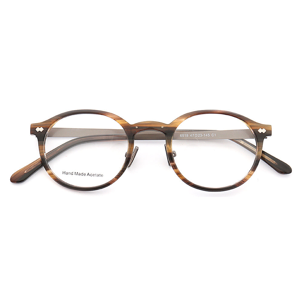 Durham | Composite Acetate & Metal Eyeglasses | Round Full Rim Frame w/ Patterned Design