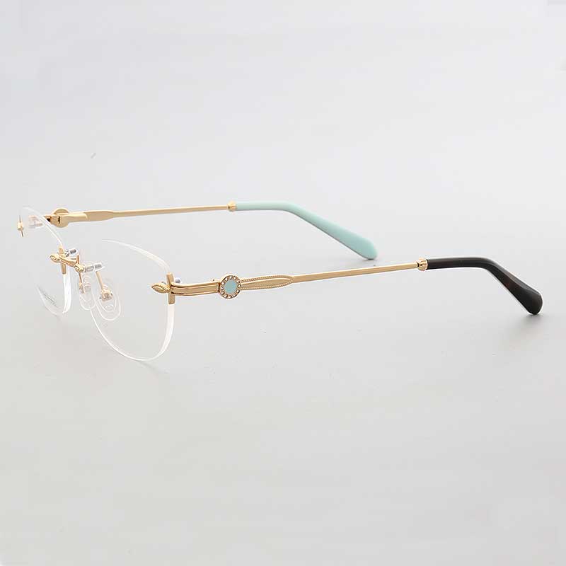 Esther | Rimless Oval Eyeglass Frames For Women |  Female Round Lightweight Metal Eyewear Red