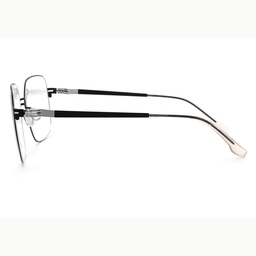 Robin | 80s Mens Business Metal Eyeglass Frames | Modern Square Oversize Womens Light Eyewear Stainless Steel