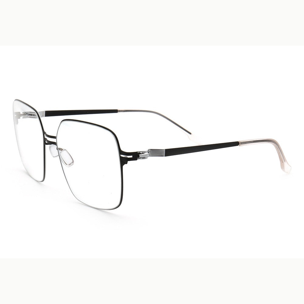 Robin | 80s Mens Business Metal Eyeglass Frames | Modern Square Oversize Womens Light Eyewear Stainless Steel