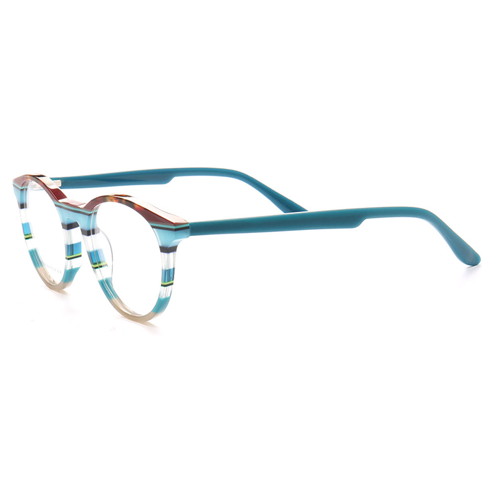Bailey | Mens Round Fashionable Striped Eyeglass Frames | Trendy Eyewear Frames for Women Red Pink