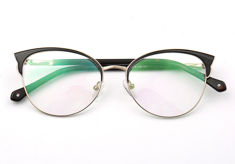 Evelyn | Stylish Stainless Steel Glasses For Women | Modern Half Rim Cat Eye Frame