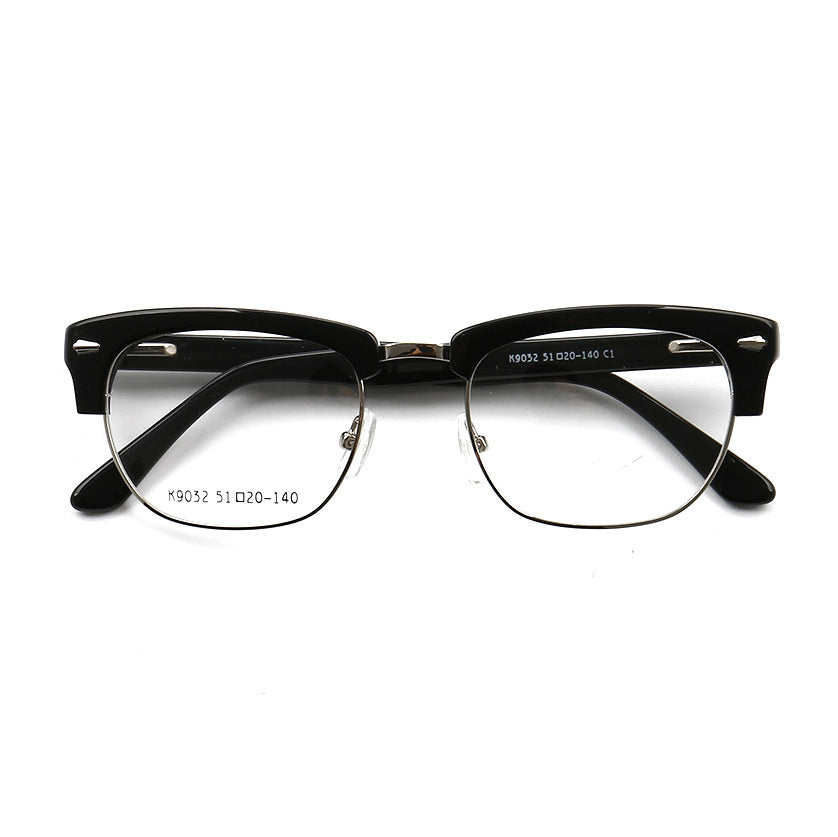 Carter | Retro Half Rim Acetate Glasses | Semi Rimless Nerd Style Eyeglass Frames