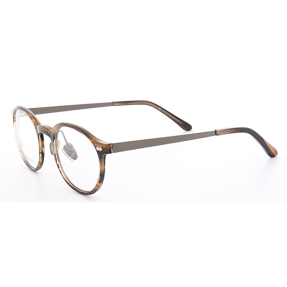 Durham | Composite Acetate & Metal Eyeglasses | Round Full Rim Frame w/ Patterned Design