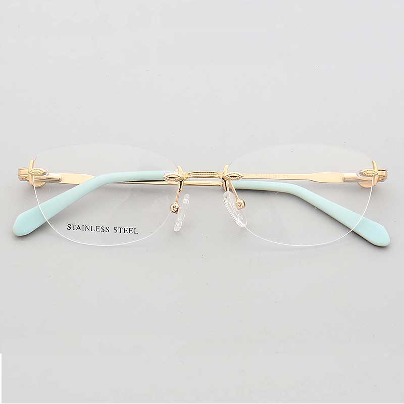 Esther | Rimless Oval Eyeglass Frames For Women |  Female Round Lightweight Metal Eyewear Red