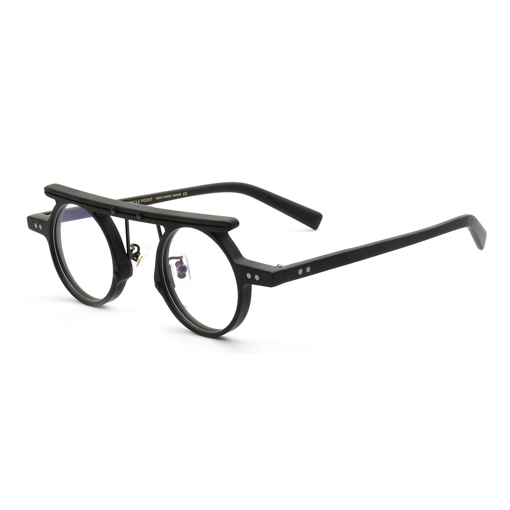 Hester | Retro Flat Top Vintage Glasses Frames Men | Round Nerd Stylish Women Eyeglasses Frames