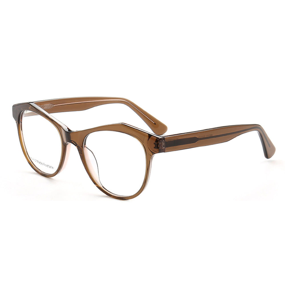 August | Semi Transparent Round Full Rim Acetate Glasses | Eyeglasses w/ Modern Geometric Frame